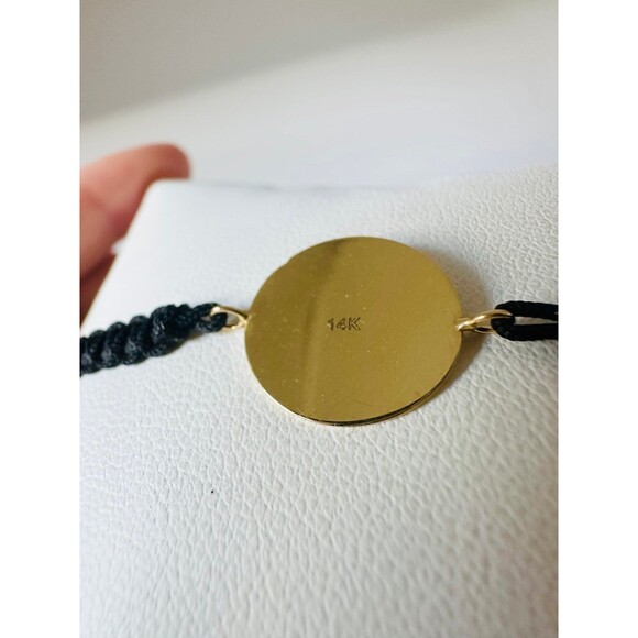 14k yellow gold GJ initial charm bracelet adjustable - Picture 6 of 7